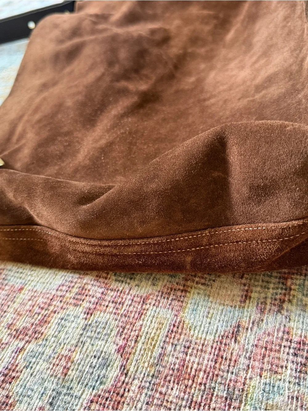 Coach Vintage Chelsea Suede Slouch Hobo Bag with Shoulder Strap gold hardware